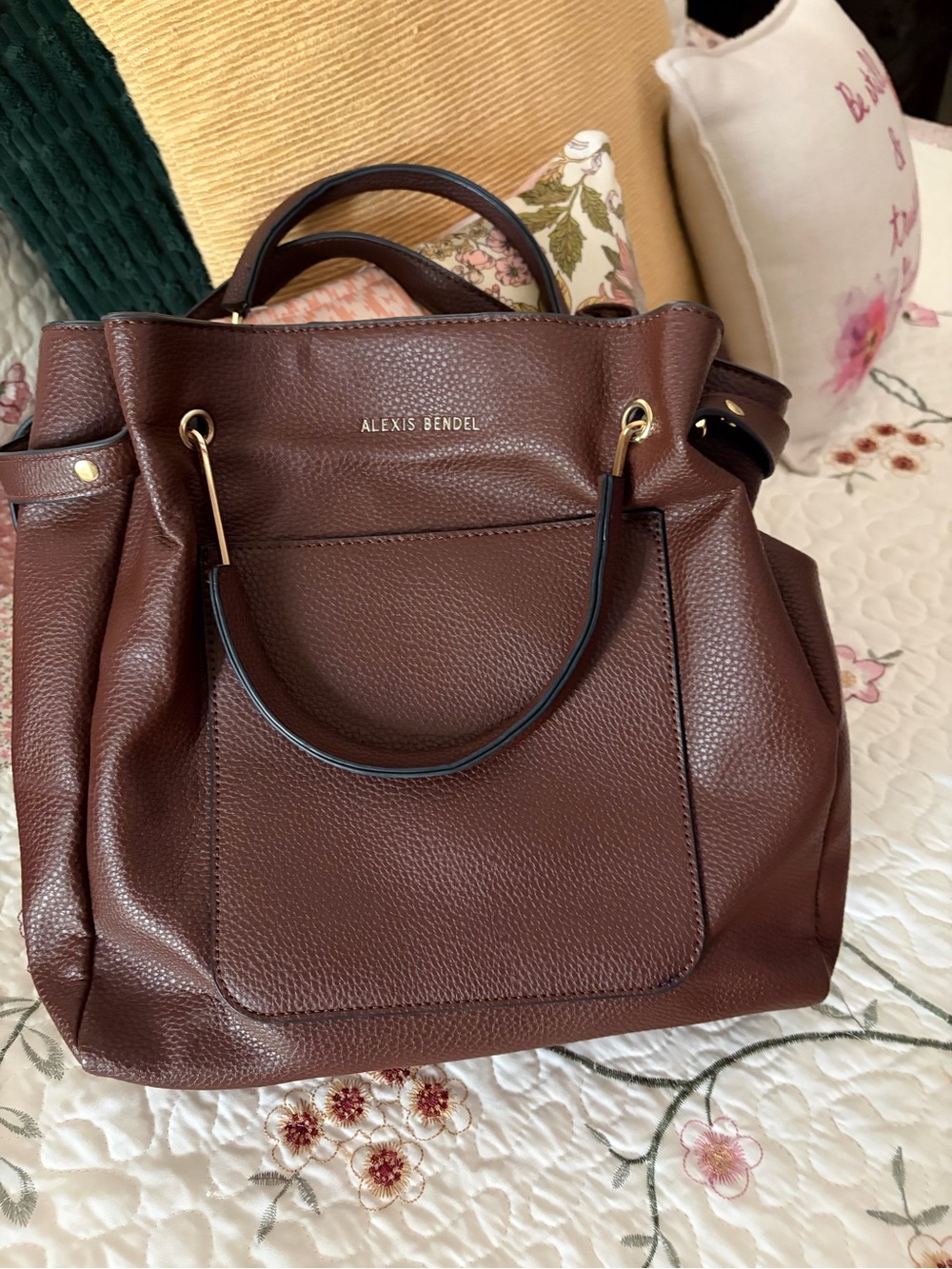 Alexis Bendel Women's Dark Brown Pebbled Leather Shoulder Bag